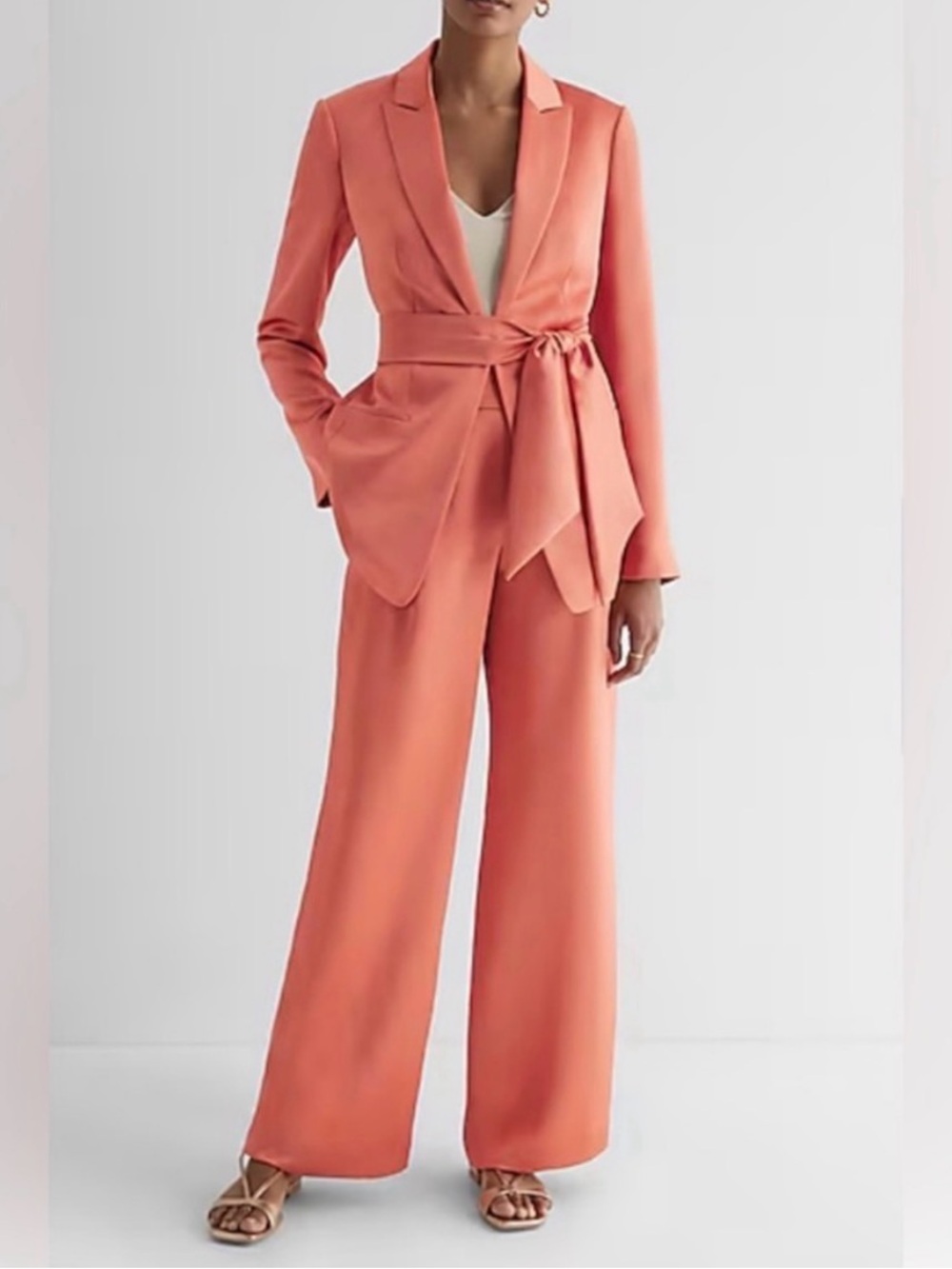Express | Satin Coral Blazer Jacket | S - Picture 9 of 9